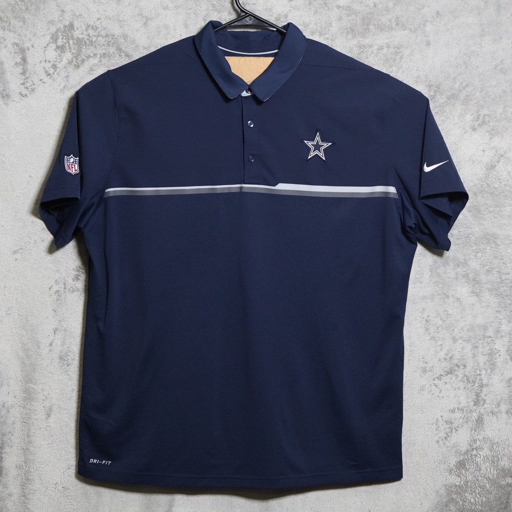 Nike Dallas Cowboys Polo Shirt Mens XXL Navy Blue NFL Onfield Dri-Fit 746113-419 - Picture 2 of 11